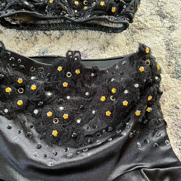Custom Black Rhinestone Three Piece Dance Costume - Picture 7 of 9